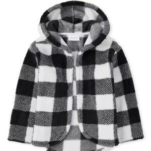 Girl's Children's Place Buffalo Check Plaid Sherpa Cardigan Hoodie Size 10/12 L